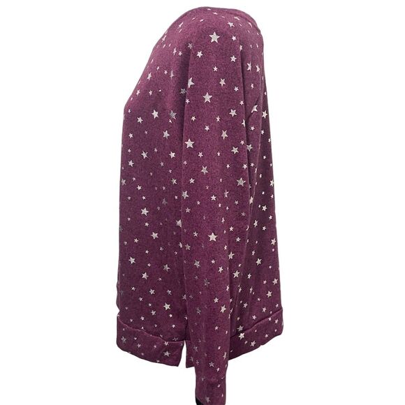 Emily Daniels Women's XL Purple Long Sleeve Star Print Pullover Crew Neck - Picture 4 of 9